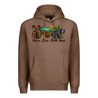 Chestnut peace love sloth bear Premium Hoodie - LillyAllenDesigns