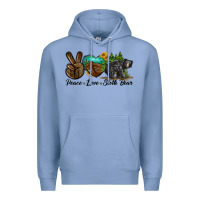 Colony Blue peace love sloth bear Premium Hoodie - LillyAllenDesigns