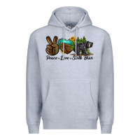 Heather Grey peace love sloth bear Premium Hoodie - LillyAllenDesigns
