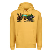 Mustard peace love sloth bear Premium Hoodie - LillyAllenDesigns