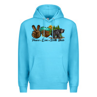 Ocean Blue peace love sloth bear Premium Hoodie - LillyAllenDesigns