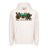 Pale Pink peace love sloth bear Premium Hoodie - LillyAllenDesigns