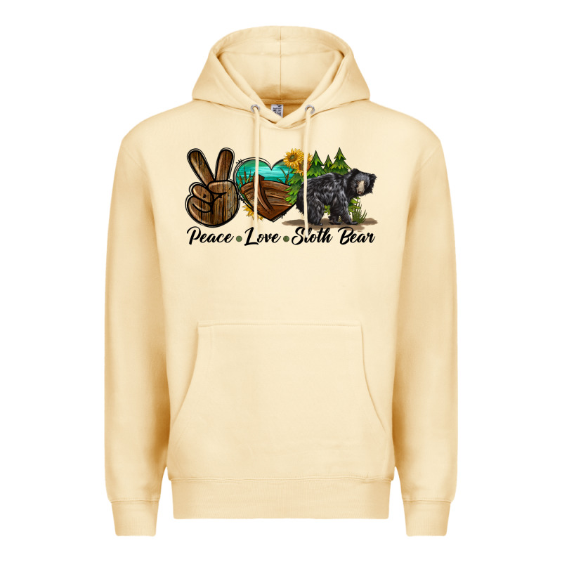 Peace Love Sloth Bear Premium Hoodie by LillyAllenDesigns | Teevron