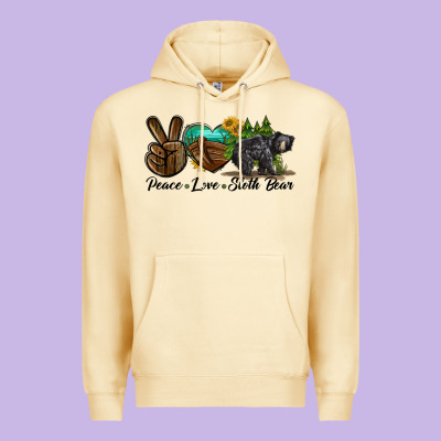 Peace Love Sloth Bear Premium Hoodie Designed By Lillyallendesigns