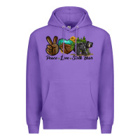 Purple peace love sloth bear Premium Hoodie - LillyAllenDesigns