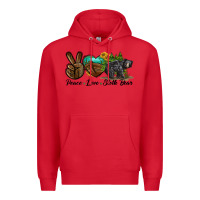 Red peace love sloth bear Premium Hoodie - LillyAllenDesigns