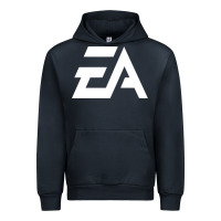 Navy #electronicArts EA  white Urban Hoodie - DesigneFamous