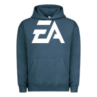 Pigment Midnight Navy #electronicArts EA  white Urban Hoodie - DesigneFamous