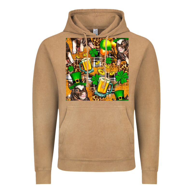St. Patrick's Day Pig With Beer And Shamrock Seamless Vintage Hoodie by FaDigitalArtStudio | Teevron