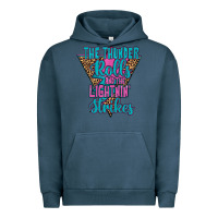Pigment Midnight Navy THE THUNDER ROLLS AND THE LIGHTNIN’ STRİKES Urban Hoodie - JahusDesignShop