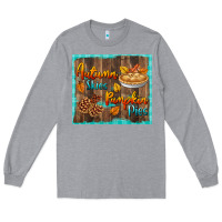 Heather Grey autumn skies pumpkin pies tumbler Long Sleeve Tee - BundleAndBundleShop