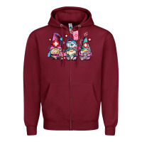 Burgundy nurse gnomes Zipper Hoodie - AdoDesignShop