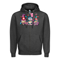 Charcoal Heather nurse gnomes Zipper Hoodie - AdoDesignShop