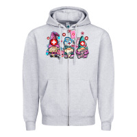 Heather Grey nurse gnomes Zipper Hoodie - AdoDesignShop