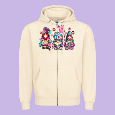 Nurse Gnomes Zipper Hoodie Designed By Adodesignshop