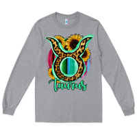 Heather Grey Taurus Zodiac Sign Sunflower Leopard Serape Long Sleeve Tee - RanaPortraitStore