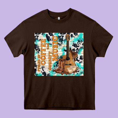 Fueled By Coffee And Country Music Heavy Core Tee Designed By Tumblerdesignbyshophia