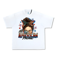 White All American nana messy bun Urban Heavy Tee - FaDigitalArtStudio