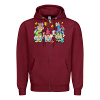 Burgundy easter gnome with eggs Zipper Hoodie - AdoDesignShop