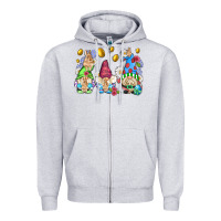 Heather Grey easter gnome with eggs Zipper Hoodie - AdoDesignShop