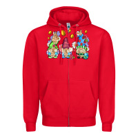 Red easter gnome with eggs Zipper Hoodie - AdoDesignShop