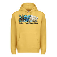 Antique Gold peace love polar bear Premium Hoodie - LillyAllenDesigns