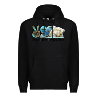 Black peace love polar bear Premium Hoodie - LillyAllenDesigns