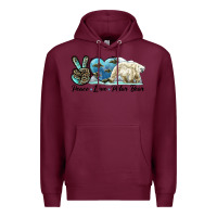 Burgundy peace love polar bear Premium Hoodie - LillyAllenDesigns