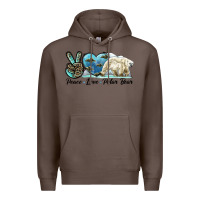 Coffee peace love polar bear Premium Hoodie - LillyAllenDesigns