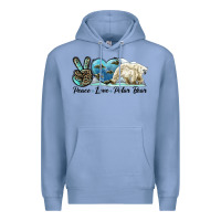 Colony Blue peace love polar bear Premium Hoodie - LillyAllenDesigns