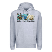 Heather Grey peace love polar bear Premium Hoodie - LillyAllenDesigns