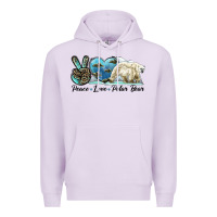 Lilac peace love polar bear Premium Hoodie - LillyAllenDesigns