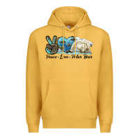Mustard peace love polar bear Premium Hoodie - LillyAllenDesigns