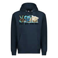 Navy peace love polar bear Premium Hoodie - LillyAllenDesigns