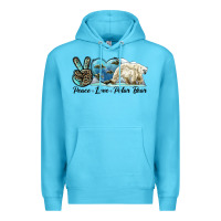 Ocean Blue peace love polar bear Premium Hoodie - LillyAllenDesigns