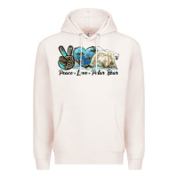 Pale Pink peace love polar bear Premium Hoodie - LillyAllenDesigns