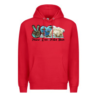 Red peace love polar bear Premium Hoodie - LillyAllenDesigns