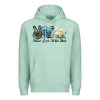 Seafoam peace love polar bear Premium Hoodie - LillyAllenDesigns