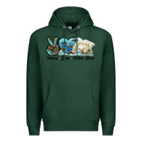 Sports Green peace love polar bear Premium Hoodie - LillyAllenDesigns