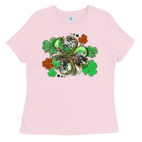 Bubblegum Pink St. Patrick's Day shamrock leopard and cowhide Ladies Tee - CowGirlArtShop
