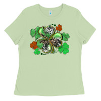 Matcha St. Patrick's Day shamrock leopard and cowhide Ladies Tee - CowGirlArtShop