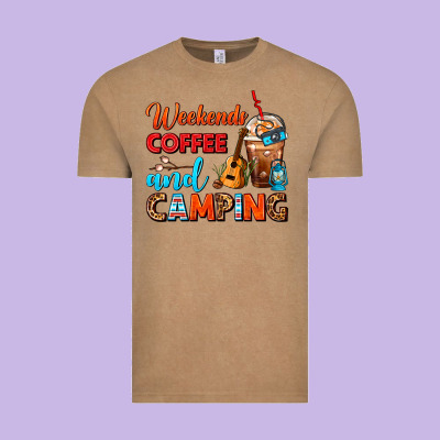 Weekends Coffee And Camping Frappe Coffee Vintage Tee Designed By Fadigitalartstudio