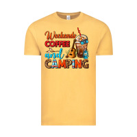 Vintage Mustard weekends coffee and camping frappe coffee Vintage Tee - FaDigitalArtStudio