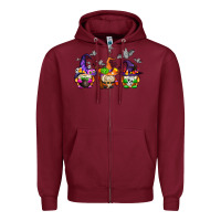 Burgundy halloween gnomes Zipper Hoodie - AdoDesignShop