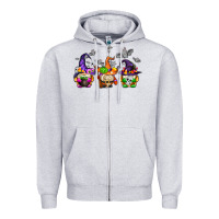 Heather Grey halloween gnomes Zipper Hoodie - AdoDesignShop