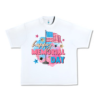 White Happy Memorial Day Urban Heavy Tee - FaDigitalArtStudio