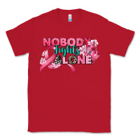 Red nobody fights alone cancer awareness Classic Tee - CowGirlArtShop