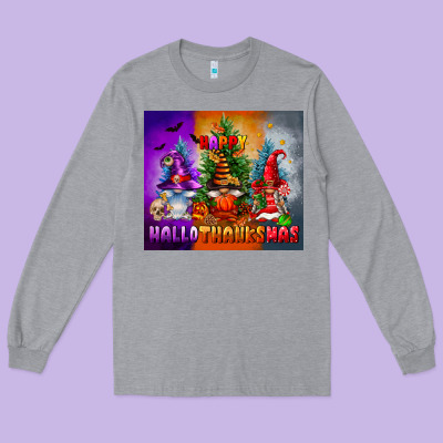 Happy Hallothanksmas Long Sleeve Tee Designed By Fadigitalartstudio
