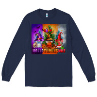 Navy happy hallothanksmas Long Sleeve Tee - FaDigitalArtStudio