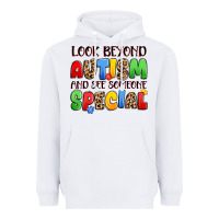 White look beyond autism and see someone special Heavyweight Hoodie - JahusDesignShop